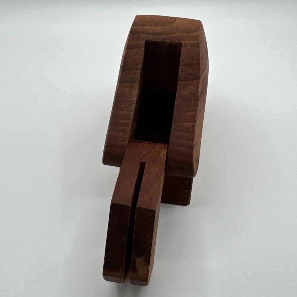 Vintage Handcrafted Teak Wood Log Cabin House Coin Bank Piggy Bank Minimalist 5" - Picture 7 of 11
